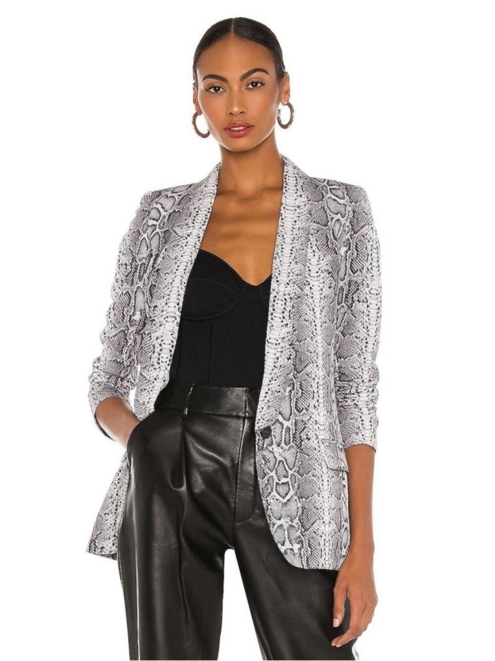 Smythe Long Shawl Blazer in Grey Snake Print Size 4 Gently Used